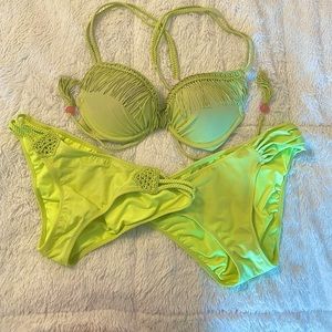 VS tropical lime green bikini with 2 bottoms